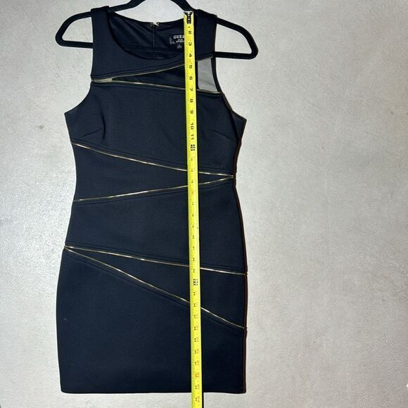 Guess Los Angeles Mini Dress Black Gold Zippers - Picture 8 of 9